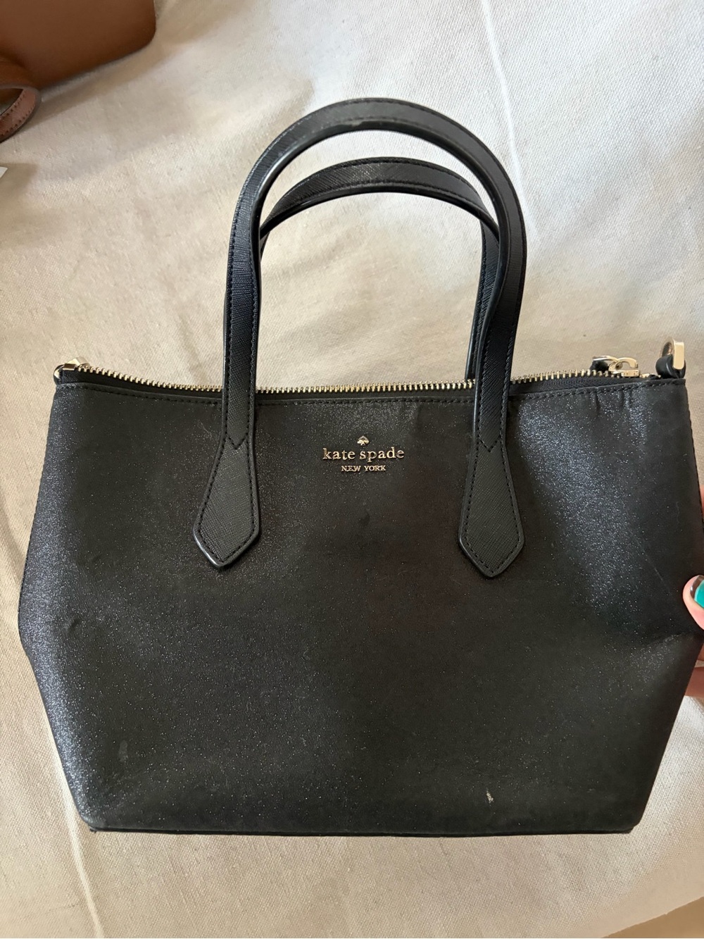 kate spade Black Leather Crossbody Tote with Gold Hardware - Picture 2 of 3